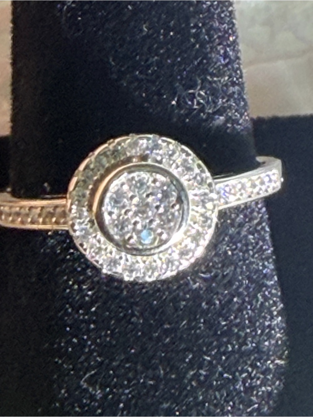 Serling silver CZ Halo Ring Sz 6